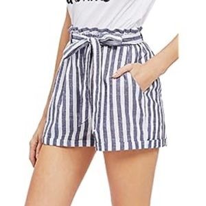 Blue and white striped shorts